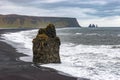 Kirkjufjara and Reynisfjara beaches in Iceland with threatening sky