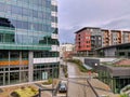 Construction of apartments and shops near Park Place Plaza in downtown Kirkland, off of