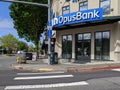 Kirkland, WA USA - circa June 2020: View of an Opus Bank on a street corner in downtown Kirkland on a sunny day