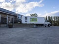 Kirkland WA USA - circa May 2021: View of a large semi truck parked at the library, delivering book transfers