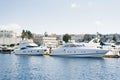 Kirkland, Washington, USA. February 2020. The waterfront of lake Washington in clear weather. View of moored yachts near the shore