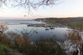 Kirklareli Turkey Igneada harbor, fishing boats, sunset and the view of the harbor and close above
