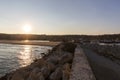 Kirklareli Turkey Igneada harbor, fishing boats, sunset and the view of the harbor and close above Royalty Free Stock Photo