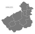 Kirklees metropolitan borough map with areas grey illustration s Royalty Free Stock Photo