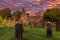 Kirkoswald Graveyard and Ruins Ayrshire at Sunset and made famous by Robert Burns Royalty Free Stock Photo