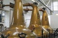 The copper stills of the `Highland Park` Scotch whisky distillery
