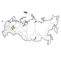 Kirov oblast on administration map of russia