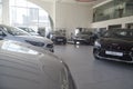 Kirov, Russia - April 12, 2022: Cars in showroom of dealership KIA in Kirov city