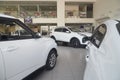 Kirov, Russia - April 12, 2022: Cars in showroom of dealership KIA in Kirov city