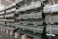 Kirov, Russia - September 03, 2020: shelves and racks in the interior of a warehouse.