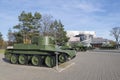 Street exposition of Soviet tanks of the Great Patriotic War period