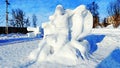 Watercolor representing ice sculptures in the city`s public park