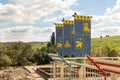 Models of flags of the times of the Crusades on the roof of the church of St. Anne of the Byzantine period in the ruins of the