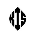 KIS circle letter logo design with circle and ellipse shape. KIS ellipse letters with typographic style. The three initials form a