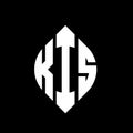 KIS circle letter logo design with circle and ellipse shape. KIS ellipse letters with typographic style. The three initials form a Royalty Free Stock Photo