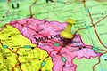 Kishinev pinned on a map of europe Royalty Free Stock Photo