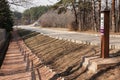 Kislovodsk, Russia. National park `Kislovodsk`. Signpost on road with number of terrain station.