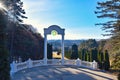 Beautiful arch in Kislovodsk city park in winter Royalty Free Stock Photo