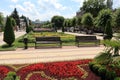 Beautiful ornamental flower beds on Kurortny Boulevard in Kislovodsk, Russia