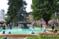 Children play in the Frog Fountain in Kislovodsk, Russia