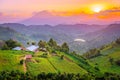 Kisoro Uganda beautiful sunset over mountains and hills Royalty Free Stock Photo