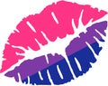 Kiss with bisexual pride flag