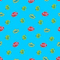 KISS, cool stickers, youth seamless pattern. Vector background printing of trendy fabric, casual clothes, wrapping paper Royalty Free Stock Photo