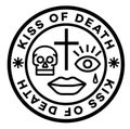 Kiss Of Death isolated on white sign, badge, stamp