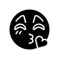 kiss emoji glyph icon vector illustration