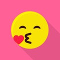 Kiss emoticon icon, flat style