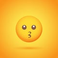 Kiss emoticon smile icon with shadow for social network design