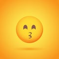 Kiss emoticon smile icon with shadow for social network design