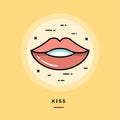 Kiss, flat design thin line banner