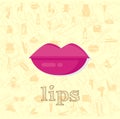 kiss flat illustration, lips vector illustration