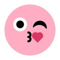 Kiss with heart expression cute emoji icon vector