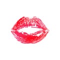 Kiss lips lipstick print or imprint vector isolated Royalty Free Stock Photo