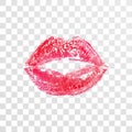 Kiss lips lipstick print or imprint vector transparent Royalty Free Stock Photo