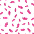 Kiss lips seamless pattern. Vector illustration isolated on white background. Royalty Free Stock Photo