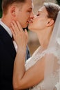 kiss. lovers and happy bride and groom. romance and tenderness in relationships. Royalty Free Stock Photo