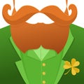 Kiss me,im Irish.Saint Patrick Day character leprechaun with green suit,red beard, and no face.Background for posters