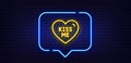 Kiss me line icon. Sweet heart sign. Valentine day love. Neon light speech bubble. Vector