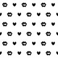 Kiss mouth black seamless pattern