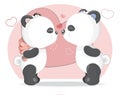 Kiss panda teddy bowls Royalty Free Stock Photo