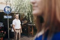 Happy couple in love hugging and kissing on the street old town. Royalty Free Stock Photo