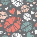 Kiss print and heart pattern