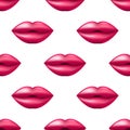 Kiss Seamless lips pattern Red and Pink pattern. Valentine day holiday vector illustration Royalty Free Stock Photo