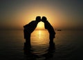 Kiss at sunrise in Egypt Royalty Free Stock Photo