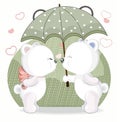 Kiss teddy bowls In the rain Royalty Free Stock Photo