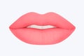 Kissable lips clipart, pink matte color.