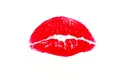 Kisses, love, lipstick, postcard, isolate, white background, print.